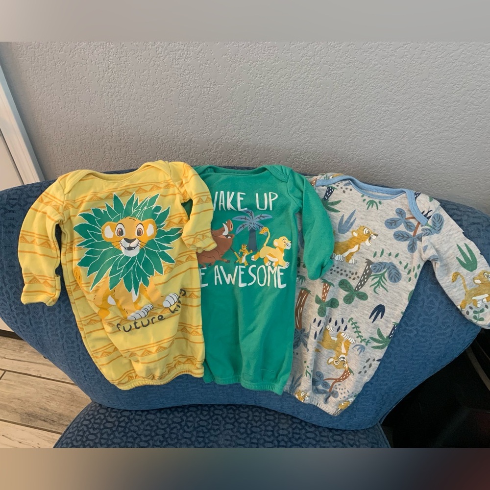 Disney infant sleeper sacks. Open bottom. Pajamas newborn. NB. SET of 3